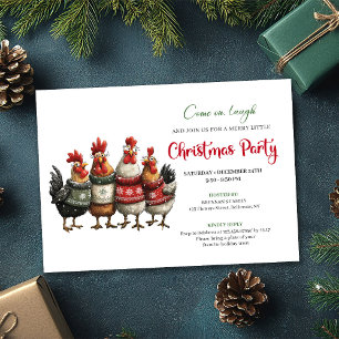 Funny Chickens Holiday Party Editable Invitation