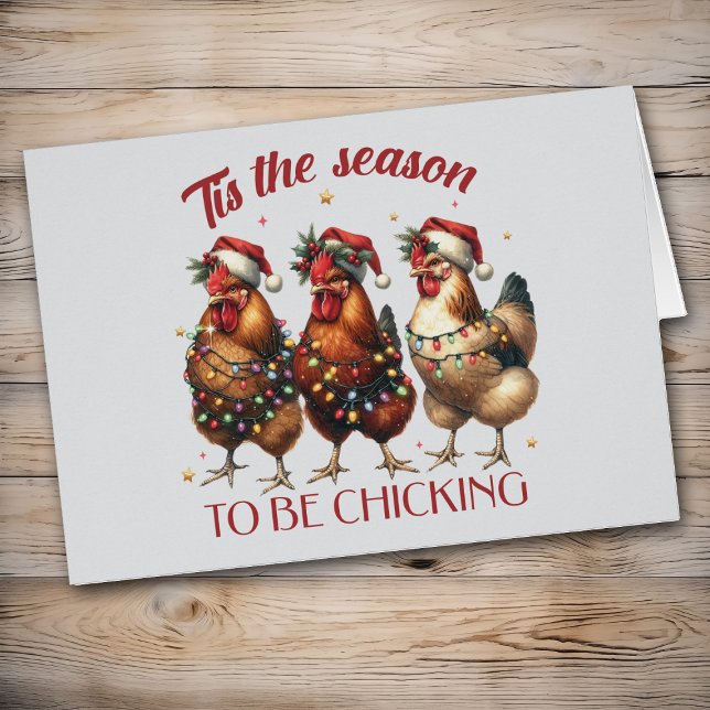 Funny Chickens in Lights Christmas Card (Creator Uploaded)