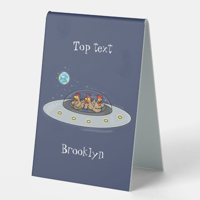 Funny chickens in space cartoon illustration (Front)