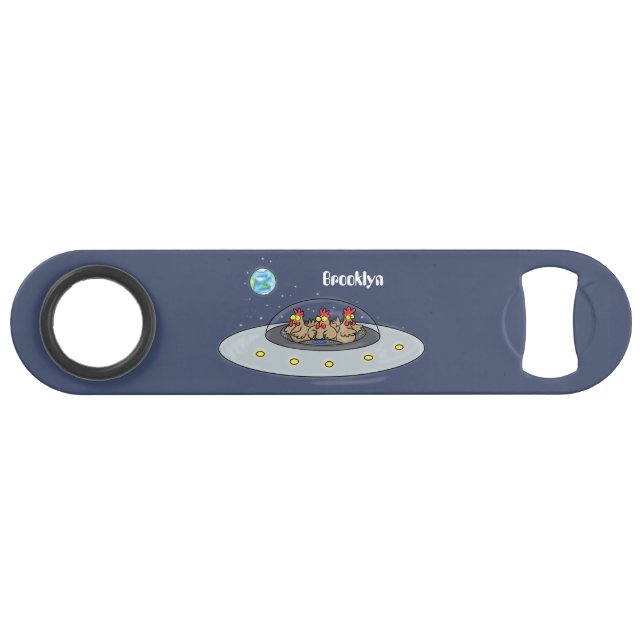 Funny chickens in space cartoon illustration (Front (Horizontal))