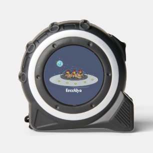 Funny chickens in space cartoon illustration 1