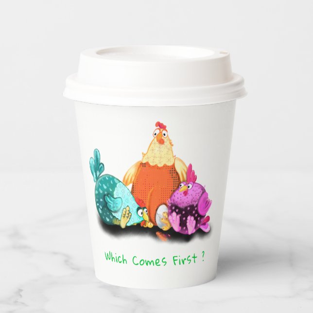 Funny Chickens Paper Cups - Custom Text (Front)