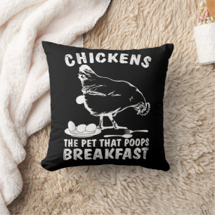 Funny Chickens Pet Poop Breakfast Backyard Farmer Cushion