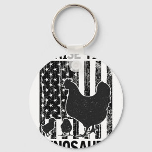 Funny Chickens Tiny Dinosaurs Vintage Chicken Owne Key Ring
