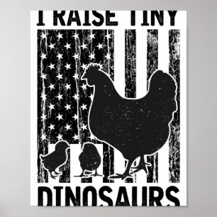 Funny Chickens Tiny Dinosaurs Vintage Chicken Owne Poster