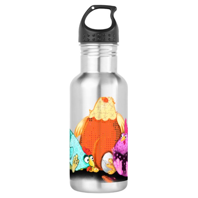 Funny Chickens Waiting Egg To Hatch - Custom Text  710 Ml Water Bottle (Front)