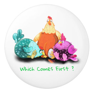 Funny Chickens Waiting Egg To Hatch - Custom Text Ceramic Knob