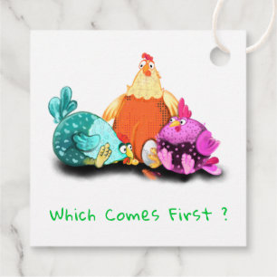 Funny Chickens Waiting Egg To Hatch - Custom Text Favour Tags