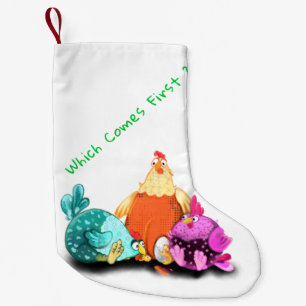 Funny Chickens Waiting Egg To Hatch - Custom Text  Small Christmas Stocking