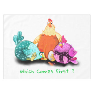 Funny Chickens Waiting Egg To Hatch - Custom Text  Tablecloth