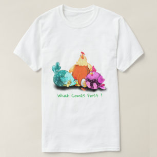 Funny Chickens Waiting Egg To Hatch - Your Text  T-Shirt