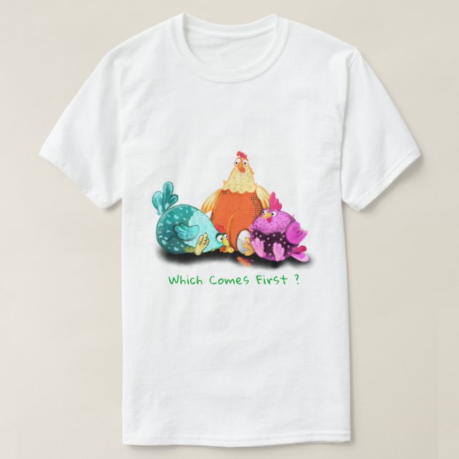 Funny Chickens Waiting Egg To Hatch - Your Text  T-Shirt (Design Front)