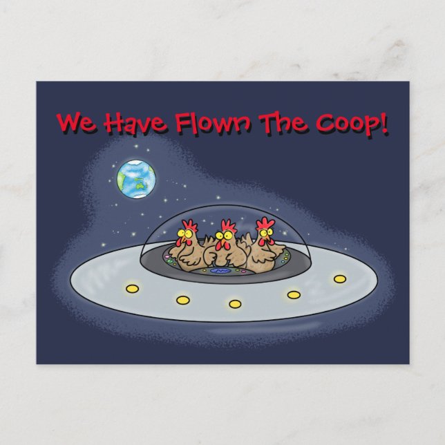 Funny chickens we have moved address change postcard (Front)