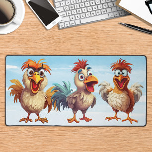 Funny Chickens Whimsical Cute Farm Animal Desk Mat