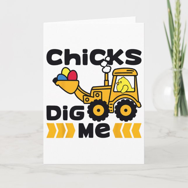 Funny Chicks Dig Me Easter Happy Easter 3  Card (Front)