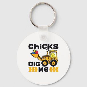 Funny Chicks Dig Me Easter Happy Easter 3  Key Ring