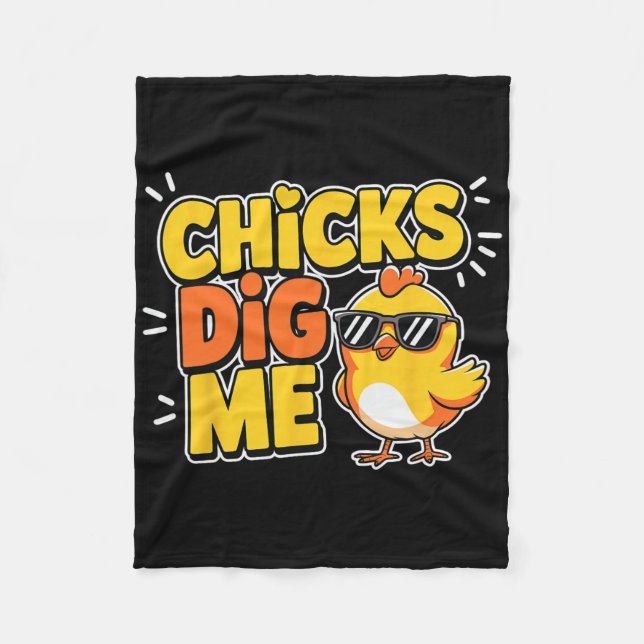 Funny Chicks Dig Me Easter Happy Easter 4  Fleece Blanket (Front)