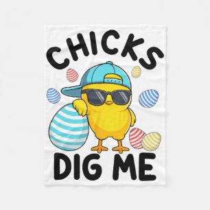 Funny Chicks Dig Me Easter Toddler Boys Men Happy Fleece Blanket