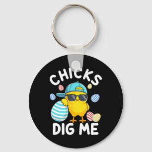 Funny Chicks Dig Me Easter Toddler Boys Men Happy Key Ring