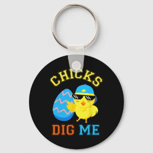 Funny Chicks Dig Me For Men Boys Kids Toddlers Hap Key Ring