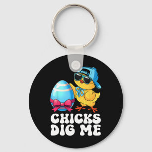 Funny Chicks Dig Me For Men Boys Kids Toddlers Hap Key Ring