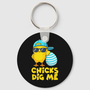 Funny Chicks Dig Me For Men Boys Kids Toddlers Hap Key Ring
