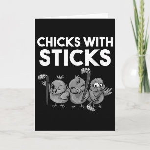 Funny Chicks With Sticks Hockey Girls Women Gift T Card