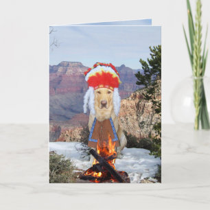 Funny Chief Dog/Lab Smoke Signals Birthday Card