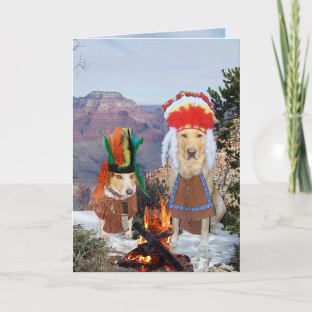 Funny Chief Dog/Lab Smoke Signals Birthday Card (Front)