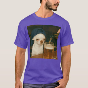 Funny Chihuahua Beer Meme Dog Reaction Humor Funny T-Shirt