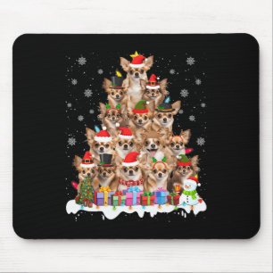Funny Chihuahua Christmas Lights Tree Dog Lover Xm Mouse Pad