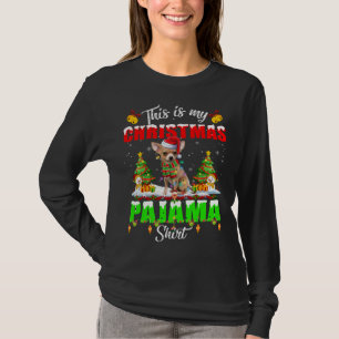 Funny Chihuahua Christmas Pajama Santa Hat Xmas T-Shirt