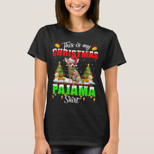 Funny Chihuahua Christmas Pajama Santa Hat Xmas T-Shirt