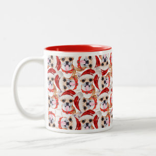 Funny Chihuahua Christmas Pattern Two-Tone Coffee Mug