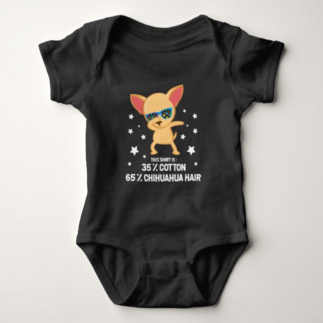 Funny Chihuahua Dabbing Dog Hair cotton Baby Bodysuit (Front)