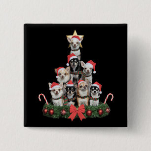 Funny Chihuahua Dog Christmas Tree Xmas 15 Cm Square Badge
