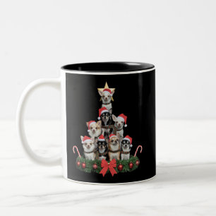 Funny Chihuahua Dog Christmas Tree Xmas  Two-Tone Coffee Mug