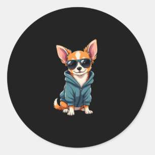 Funny Chihuahua Dog Easily Distracted By Large Dog Classic Round Sticker