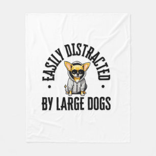 Funny Chihuahua Dog Easily Distracted By Large Dog Fleece Blanket