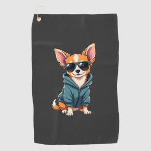 Funny Chihuahua Dog Easily Distracted By Large Dog Golf Towel