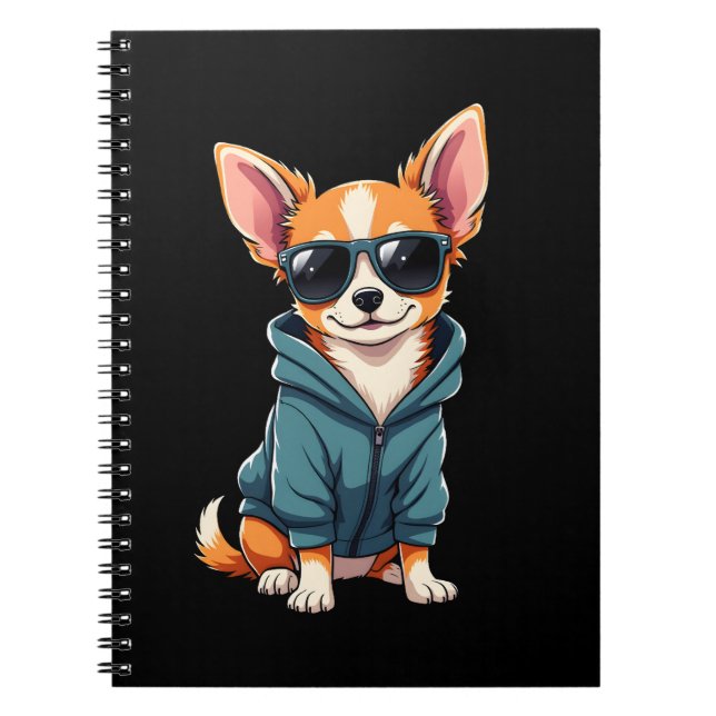 Funny Chihuahua Dog Easily Distracted By Large Dog Notebook (Front)