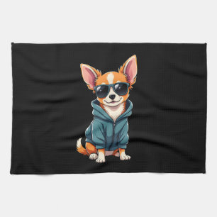 Funny Chihuahua Dog Easily Distracted By Large Dog Tea Towel