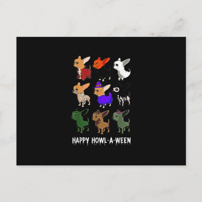 Funny Chihuahua Dog Halloween Happy Halloween Announcement Postcard (Front)