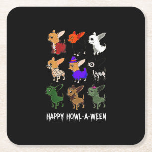 Funny Chihuahua Dog Halloween Happy Halloween Square Paper Coaster