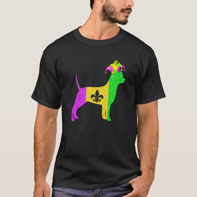 Funny Chihuahua Dog Lover Mardi Gras Carnival Part T-Shirt (Front)