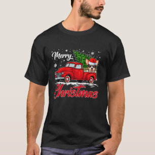 Funny Chihuahua Dog Riding Red Truck Christmas Tre T-Shirt
