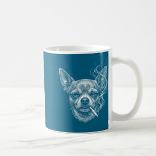 Funny Chihuahua Dog Smoking Cigarette Brainrot Mem Coffee Mug