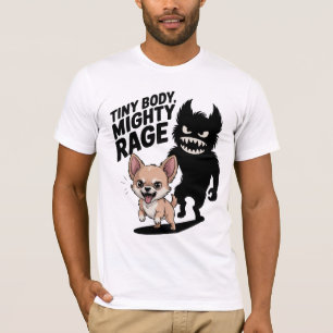 Funny Chihuahua Dog "Tiny Body, Mighty Rage" T-Shirt