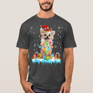 Funny Chihuahua Dog Tree Christmas Lights Xmas Paj T-Shirt