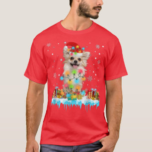 Funny Chihuahua Dog Tree Christmas Lights Xmas Paj T-Shirt
